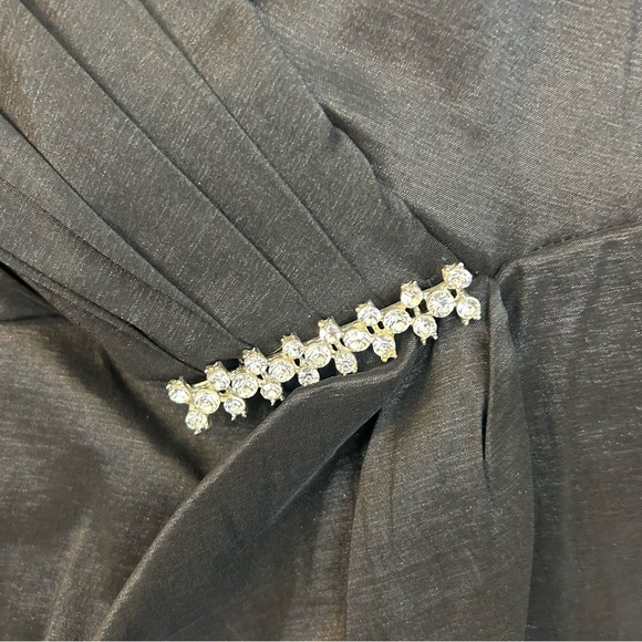 Madame X Black Vintage Pleated Rhinestone Ruched Faux Rap Blouse/Jacket Size M - Picture 7 of 12